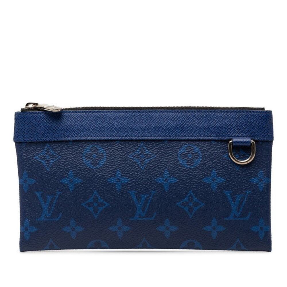 Louis Vuitton Taigarama Pochette Discovery PM Pouch Mini Clutch Bag Cobalt Navy